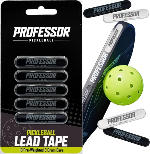 Professor Pickleball Cinta de plomo para paletas de pickleaball, paquete de 10 barras preponderadas de 0.11 onzas (0.11 oz), añade potencia y Negro