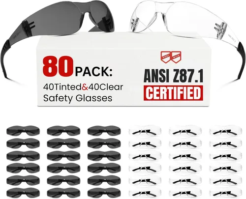 Miniatura 11 de Gafas de seguridad transparentes, paquete de 12, gafas de seguridad para hombres y mujeres (certificado ANSI Z87.1), gafas de seguridad Z87 a prueba