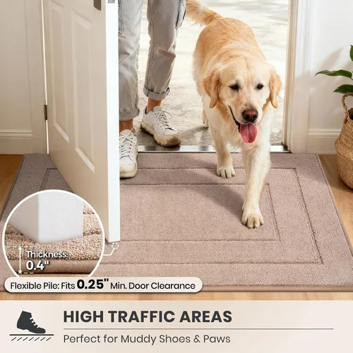 Miniatura 6 de PURRUGS Tapete para puerta que atrapa la suciedad, 20 x 31.5 pulgadas, antideslizante, lavable a máquina, tapete de entrada para perro, tapete
