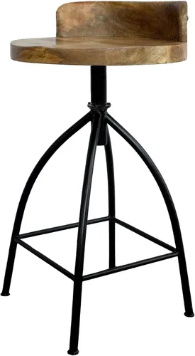 Miniatura 6 de TUP THE URBAN PORT Pia Taburete de altura de mostrador de estilo industrial de 25 a 31 pulgadas con asiento giratorio ajustable, marrón, negro