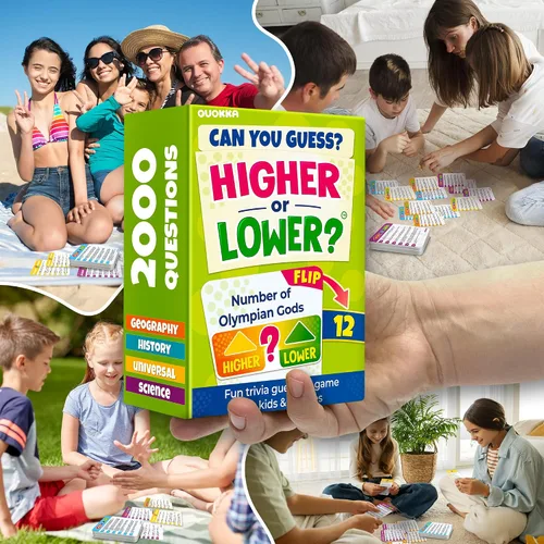Miniatura 7 de QUOKKA Juegos de mesa de trivia para niños y adultos V2.0 - Juego de cartas de mesa para noche familiar 4xSet para adivinar preguntas divertidas