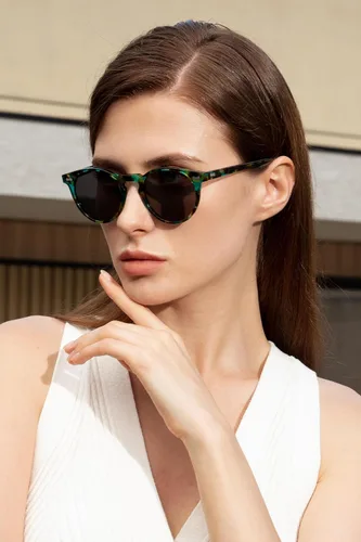 Miniatura 24 de CARFIA Gafas de sol polarizadas de acetato redondo para mujer, protección UV de cara pequeña con funda de cuero CA5288