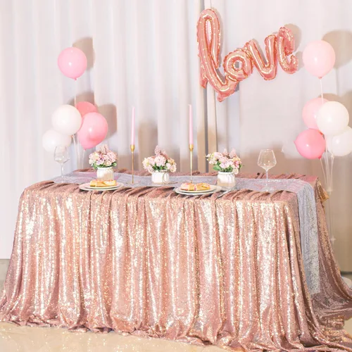 Miniatura 89 de Manteles redondos de lentejuelas negros para fiestas, de 121,9 cm, mantel redondo de purpurina ajustado, pequeño, lindo y dulce, para boda