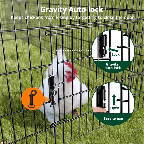 Miniatura 2 de PawGiant Gallinero Corral para Pollos para Patio con Cubierta 130"×40"×40" Tractor de Pollos Portátil de Metal Exterior Jaula Recinto Caja Afuera