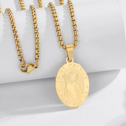 Miniatura 3 de Collar de San Miguel, San MiguelVirgen MaríaRafaelJudeCristóbalBenedictoJoséPatrickFranciscoFlorianThomasAnthony, acero inoxidable, 24