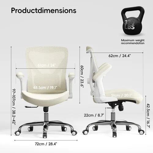 Miniatura 3 de Ergalithic Silla de Oficina Ergonómica para Hogar y Computadora - Silla X en Forma de Malla con Cuero PU y Soporte Lumbar Ajustable - Silla