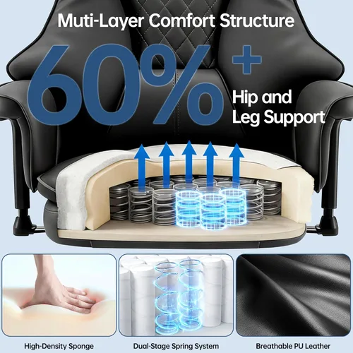 Miniatura 5 de AreShark Silla de oficina grande y alta, silla ejecutiva de escritorio de cuero con respaldo alto y soporte lumbar ajustable, ergonómica, cómoda