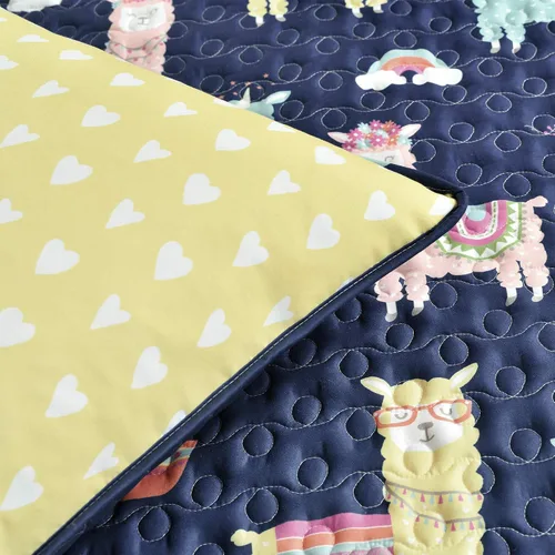 Miniatura 6 de Lush Decor Southwest - Juego de edredón de cactus de llama, juego de 3 piezas, matrimonial/queen, azul marino y amarillo, juego de ropa de cama