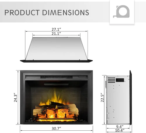 Miniatura 3 de LegendFlame Carl - Chimenea eléctrica de 30 pulgadas de ancho (EF263), calentador de chimenea 750/1500W, sonido crepitante de fuego, control remoto..