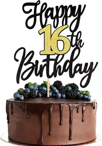 Miniatura 14 de 1 pieza de decoración para pastel de feliz cumpleaños número 30, negro dorado con purpurina, brindis por 30 años, palillo para pastel de cumpleaños