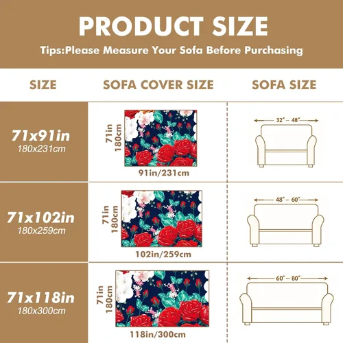 Miniatura 7 de Hermosa funda de sofá floral impresa fundas de sofá fundas de sofá fundas de sofá cubierta resistente a las manchas universal protector de muebles