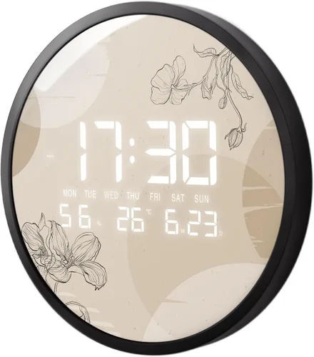 Miniatura 13 de Reloj de pared digital inteligente iluminado con calendario de temperatura, reloj de pantalla grande, reloj LED moderno de 12/24 horas para sala