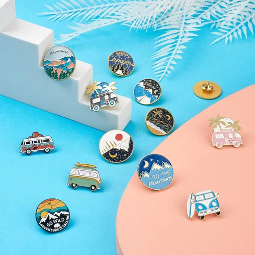 Miniatura 41 de Pandahall - Broches esmaltados de aleación con varios temas, broche de solapa, juego de pines esmaltados