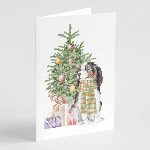 Miniatura 47 de Caroline's Treasures CK8213GCA7P Bulldog, Bulldog Inglés #2 - Tarjetas de felicitación y sobres de árbol de Navidad, paquete de 8 tarjetas en blanco