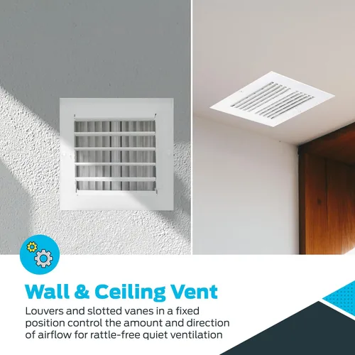 Miniatura 4 de EZ-FLO 61660 - Cubierta de ventilación de aire de 6 x 6 pulgadas (apertura de conducto) para pared o techo, registro de ventilación bidireccional