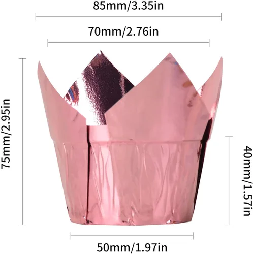 Miniatura 5 de Revestimientos dorados para cupcakes, 100 tazas de papel para hornear, envoltorios de cupcakes a prueba de grasa para magdalenas, cupcakes, bodas
