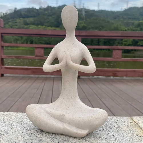 Miniatura 6 de Figura de yoga para el hogar, estatua de yoga budista zen, escultura de estatua de yoga Namaste, decoración interior y exterior para cumpleaños, día