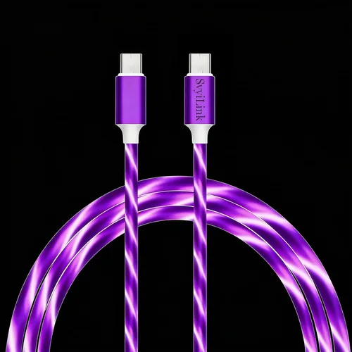 Miniatura 17 de Cable USB PD cargador rápido iluminado (USB 3 en 1 azul), cable de datos de teléfono, cable de carga de luz fluida, 39 pulgadas, material TPE