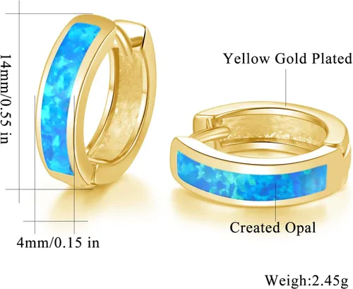 Miniatura 98 de CiNily Aretes Huggie de ópalo con bisagras, chapados en oro, hipoalergénicos, pequeños aretes de aro para mujeres, adolescentes, niñas, hombres