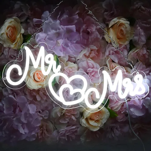 Miniatura 7 de Letrero de neón para decoración de pared, letreros de boda de neón para recepción, letrero de Mr and Mrs para decoraciones de boda, letrero de neón
