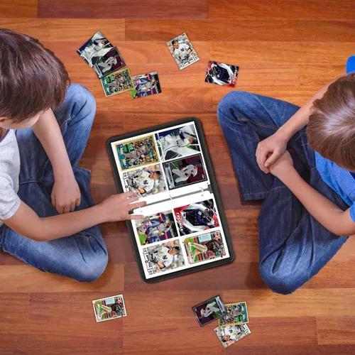 Miniatura 7 de Carpeta de tarjetas de béisbol de 4 bolsillos - Capacidad para 400 tarjetas con 50 fundas extraíbles Álbum de tarjetas deportivas y coleccionables