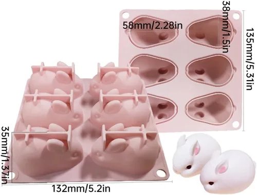 Miniatura 2 de Molde de chocolate de Pascua y dulces, molde de conejo de Pascua 3D de silicona para conejo, molde de chocolate para hornear para hacer pasteles