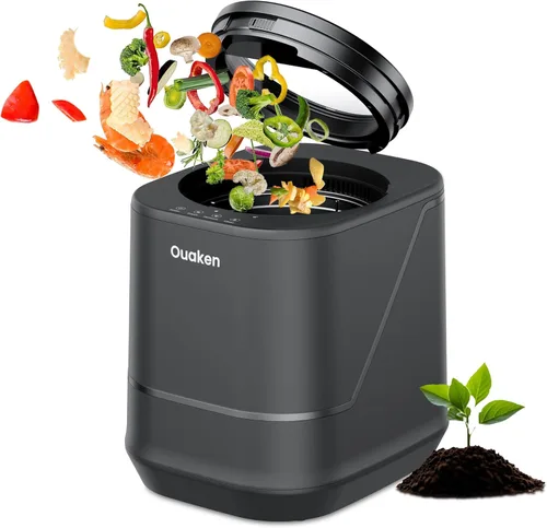 Miniatura 9 de Compostador eléctrico de 4 litros para cocina, contenedor de compostaje inteligente para encimera, inodoro, bajo ruido, limpieza automática, 3-Blanco