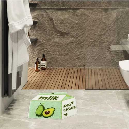 Miniatura 6 de Alfombra de baño con aguacate y frutas para baño, bonita alfombra de baño verde para niños, antideslizante, alfombra de baño de frutas
