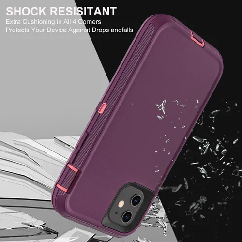 Miniatura 5 de YKHJKLEC Funda para iPhone 11, Grado Militar 3 en 1 Resistente de Servicio Pesado a Prueba de Golpes/Caídas/Polvo con 2 Protectores de Pantalla