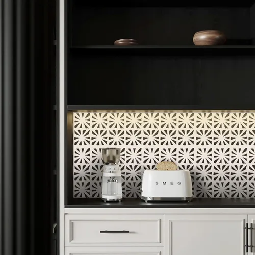 Miniatura 4 de Ismoon Papel tapiz autoadhesivo bohemio para despegar y pegar, papel de contacto geométrico negro y beige, 17.3 x 78.7 pulgadas, papel de pared
