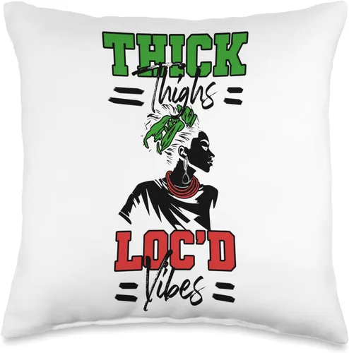 Locs Afro Dreadlocks Love Natural Beauty Hair Locd Thick Thighs Loc'd Vibes Afro Hair - Almohada africana americana, 16 x 16 pulgadas, multicolor