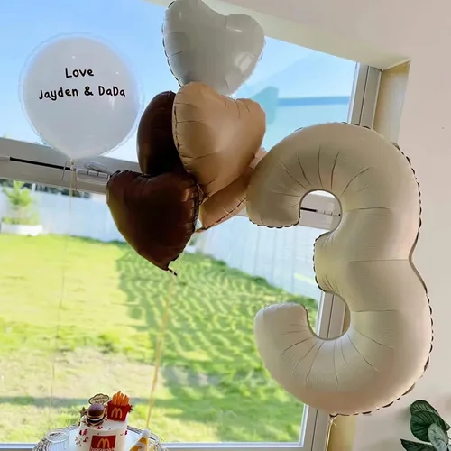 Miniatura 4 de Globos de número 3, globo de número 3, globo de número 3 de 40 pulgadas, color blanco arena, globos grandes de números de aluminio para fiesta