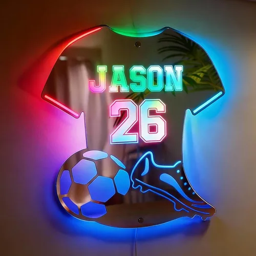 Miniatura 13 de VEELU Espejo con nombre personalizado iluminado para decoración de pared LED para habitación de niñas, letrero de neón con nombre personalizado, luz