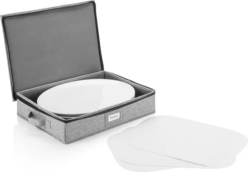 Miniatura 14 de Contenedor de almacenamiento de porcelana para platos de cena - Se adapta a platos de hasta 11.5 pulgadas de ancho - Incluye 12 separadores