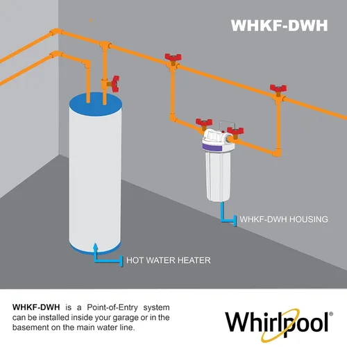 Miniatura 4 de Whirlpool Carcasa para filtro de agua para toda la casa de 10 x 2.5 pulgadas, WHKF-DWH, entradas de acero inoxidable de 3/4 pulgadas, certificado