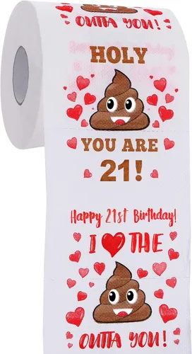 Regalos de cumpleaños 21 para ella y él - Papel higiénico de broma divertido - Decoraciones de cumpleaños 21, suministros de fiesta, recuerdos -