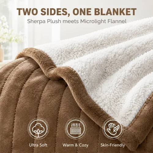 Miniatura 4 de Manta eléctrica Sherpa suave de doble control, tamaño King, mantas calefactoras Lavable 1-10 horas de apagado automático doble zona, 6 ajustes
