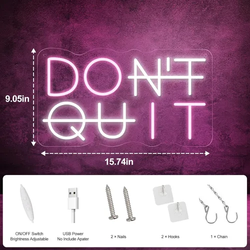 Miniatura 4 de YIKBIK Letrero de neón LED No te Rindas para decoración de pared, luces de neón HAZLO para decoraciones de fiesta, iluminación de interruptor