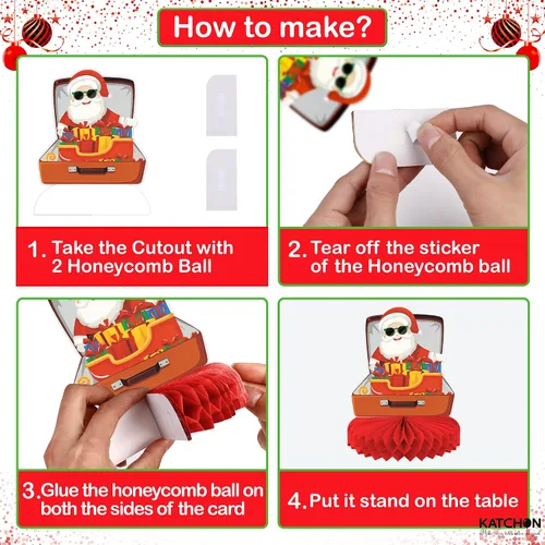 Miniatura 4 de KatchOn Centros de mesa de Navidad para mesas, paquete de 9, decoraciones navideñas para interiores, decoración tradicional de nido de abeja