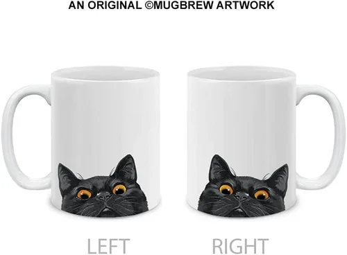 Miniatura 2 de MUGBREW Taza de Café y Té de Cerámica con Gatito Bombay Negro, 11 onzas