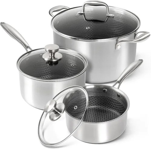 Miniatura 8 de MICHELANGELO Cacerola de 1 cuarto de galón con tapa, sartén de acero inoxidable de triple capa premium con tapa, cacerola pequeña