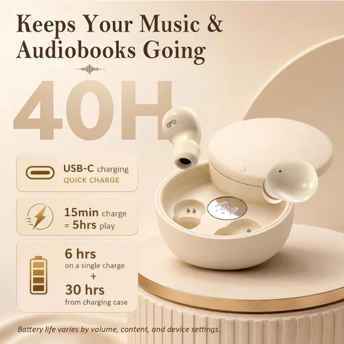 Miniatura 9 de Xmenha Mini auriculares invisibles inalámbricos Bluetooth de perfil bajo, micro pequeños, discretos, para dormir pequeños canales auditivos