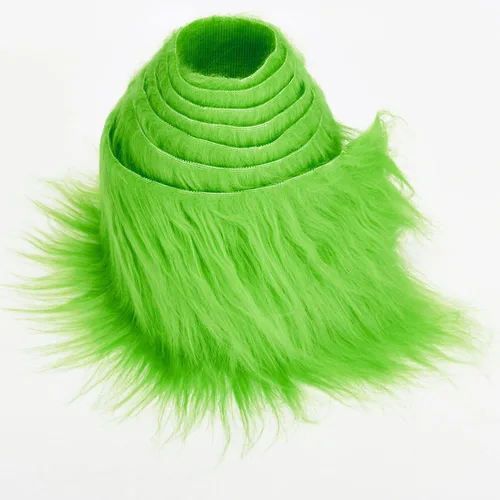 Tiras precortadas de tela de piel sintética de felpa lanuda para gnomos, barba, cosplay, decoración enana (verde, 4 x 60 pulgadas)