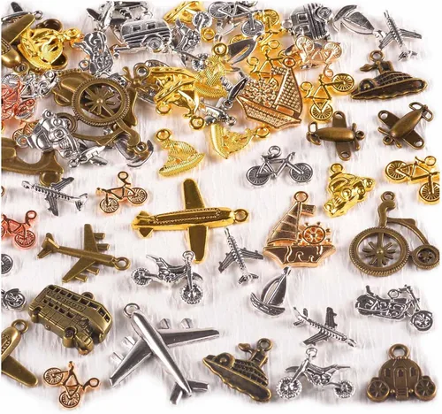 Miniatura 26 de stino - Abalorios de metal para hacer joyas 100 gramos, lote de adornos tibetanos en plata y bañados en oro para hacer joyas de collar, aretes