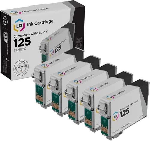 Cartuchos de tinta de rendimiento estándar remanufacturados para Epson T125 LD: negro T1251, cyan T1252, magenta T1253, amarillo T1254., 5 por