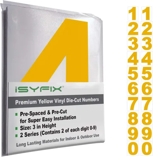 Miniatura 43 de iSYFIX Calcomanías de Números de Vinilo Verde Manzana – 1.5 Pulgadas Autoadhesivas (2 Juegos) – Calcomanía Premium Troquelada y Pre-espaciada