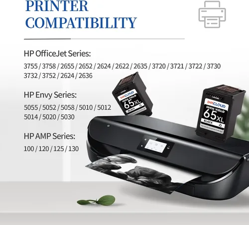 Miniatura 2 de Paquete combinado de cartuchos de tinta negra 65XL para HP Ink 65XL 65 funciona con HP Envy 5055 5000 5052 5010 5070 5014 5052 5058 Deskjet 3755