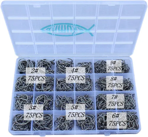 Miniatura 2 de Anzuelos de pesca de agua dulce y salada Anzuelos de pesca a granel, juego de 600 ganchos de gusano para bagre, suministros