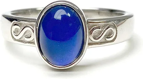 Aurorapromise 925 Sterling Silver Mood Ring Vintage Style, Handmade Oval Gemstone Color Change Ring for Women, Ring Jewelry for Girls and Kids,
