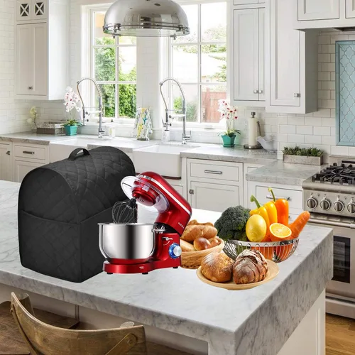 Miniatura 5 de Cubierta antipolvo para batidora de pie con 3 bolsillos compatible con cabezal inclinable KitchenAid, fácil limpieza, se puede planchar